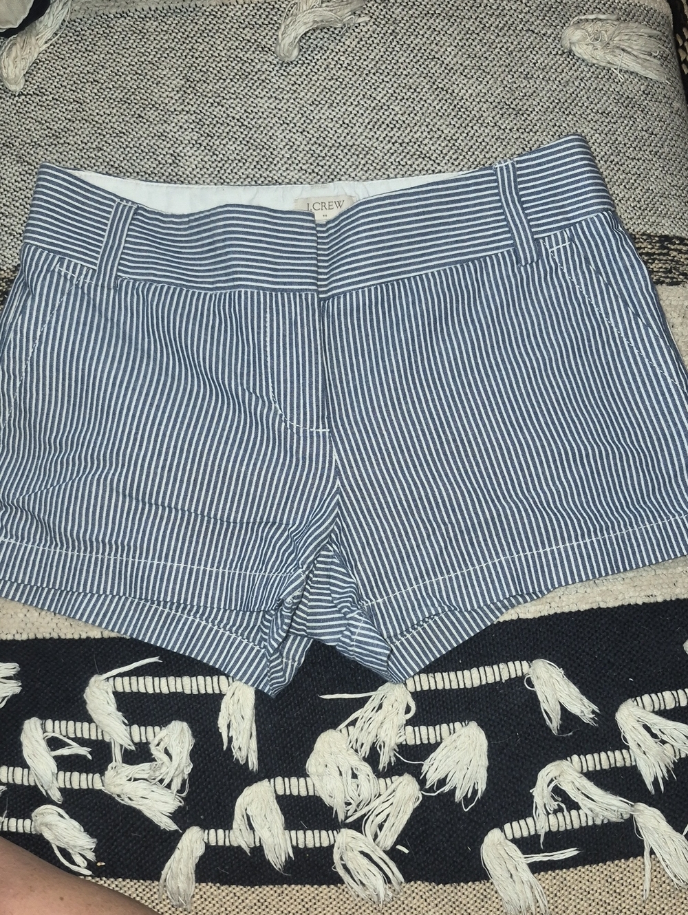 J. Crew Blue and White Pinstripe Cotton Shorts Size 2